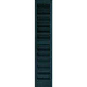 Builders Edge 15 in. x 72 in. Louvered Shutters Pair in #166 Midnight Blue 010140072166