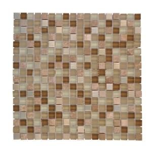 Jeffrey Court Warm Topaz 12 in. x 12 in. Tan Glass Mosaic Tile 99414