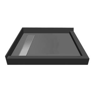 Redi Trench 42 in. x 42 in. Double Threshold Shower Pan in Black RT4242LDR PVC TBN
