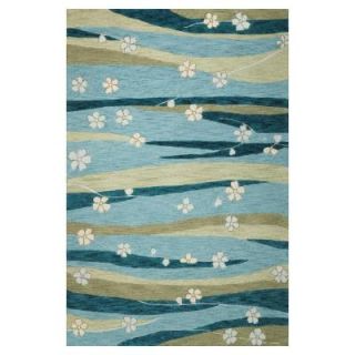 Kas Rugs Water Flowers Blue/Green 5 ft. x 7 ft. 6 in. Area Rug MIA21295X76