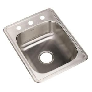 HOUZER Hospitality Series Topmount Stainless Steel 17x22x6.5 3 Hole Single Bowl Bar/Prep Sink 1722 7BS 1