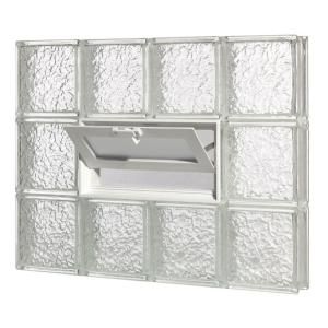 Pittsburgh Corning GuardWise 30 in. x 36 in. x 3 in. IceScapes Pattern Vented Glass Block Window V3036IS