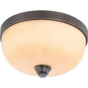 Glomar 2 Light Flush Dome Fixture with Cream Beige Glass Finished in Vintage Bronze HD 4212