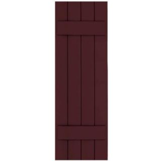 Winworks Wood Composite 15 in. x 47 in. Board and Batten Shutters Pair #657 Polished Mahogany 71547657