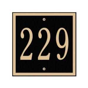 Whitehall Products Square Black/Gold Petite Wall One Line Address Plaque 2109BG