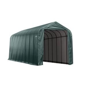 ShelterLogic 15 ft. x 40 ft. x 16 ft. Green Cover Peak Style Shelter 95844.0