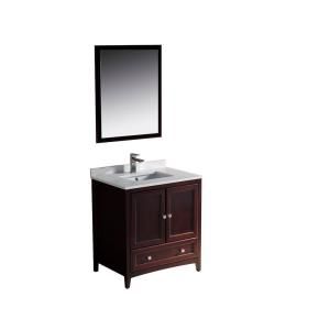 Fresca Oxford 30 in. Vanity in Mahogany with Ceramic Vanity Top in White and Mirror FVN2030MH