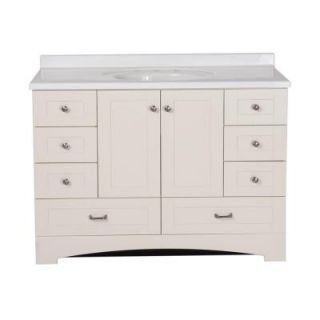 St. Paul 48 in. Manchester Vanity in Vanilla with 49 in. Cultured Marble Vanity Top in White MBD48WHP2COM V