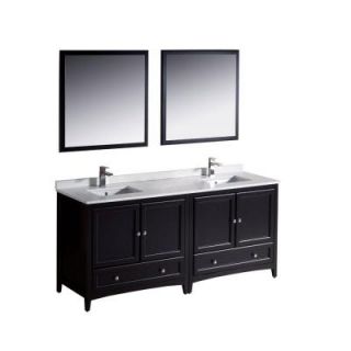 Fresca Oxford 72 in. Double Vanity in Espresso with Ceramic Vanity Top in White and Mirror FVN20 3636ES