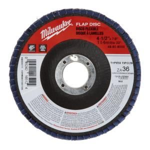 Milwaukee 4 1/2 in. x 7/8 in. 60 Grit Flap Disc (Type 29) 48 80 8001
