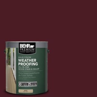 BEHR Premium 1 gal. #SC 106 Bordeaux Solid Color Weatherproofing All In One Wood Stain and Sealer 501301