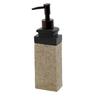 India Ink Leland Lotion Dispenser in Textured Sand and Bronze 9719536221