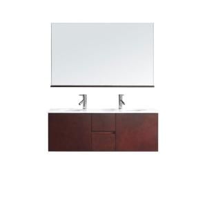 Virtu USA Matteo 51 in. Double Basin Vanity in Espresso with Ceramic Vanity Top in White and Mirror with Shelf MD 421 S ES