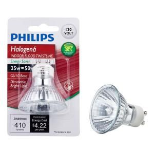 Philips 35 Watt Halogen MR16 Flood GU10 Halogen Light Bulb 418251