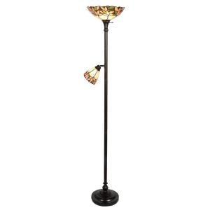 Dale Tiffany Crystal Leaf 69 3/4 in. Torchiere Antique Bronze Floor Lamp with Side Light DISCONTINUED FTR10003