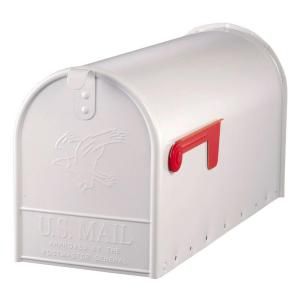 Gibraltar Mailboxes Elite Large Premium Steel Post Mount Mailbox in White E1600W00