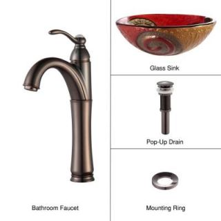 KRAUS Vessel Sink in Copper Snake with Riviera Faucet in Oil Rubbed Bronze C GV 620 17mm 1005ORB