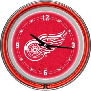 Trademark Global 14 in. Detroit Redwings NHL Neon Wall Clock NHL1400 DR