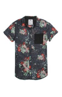 Mens On The Byas Shirts   On The Byas Ryan Floral Short Sleeve Woven Shirt