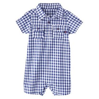Just One YouMade by Carters Boys Short Sleeve Checked Romper   Navy/White 3 M