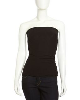 Classic Ruched Tube Top, Black
