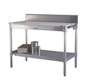 New Age Work Table w/ .63 in Poly Top & 6 in Stainless Splash At Rear, 72x30 in Aluminum