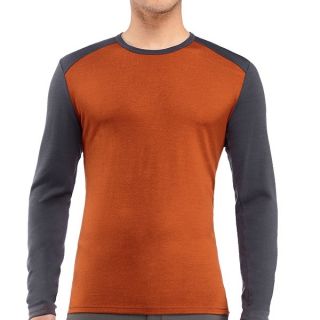 Icebreaker Tech Shirt   UPF 30+  Merino Wool  Midweight  Long Sleeve (For Men)   CHARCOAL/BLACK (2XL )