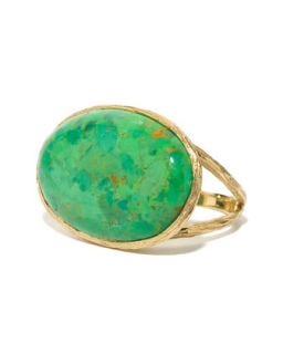 Daphne Oval East West Green Turquoise Ring, Size 7