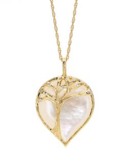 Mother Of Pearl & Diamond Tree Pendant Necklace