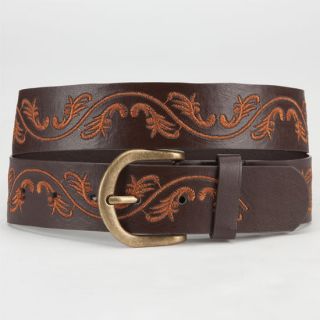 Scroll Stitch Belt Brown In Sizes Large, Small, Medium For Women 238606400