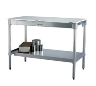 New Age Work Table w/ .63 in Solid Poly Top & Crossrails, 34x96x30 in, Aluminum