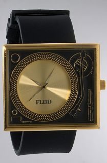 Flud Turntable Watch in Black and Gold