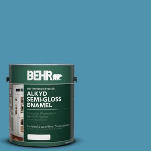 BEHR 1 gal. #AE 46 Champion Blue Semi Gloss Enamel Alkyd Interior/Exterior Paint 394001