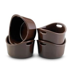 Rachael Ray Bubble and Brown 10 oz. Round Bakers in Brown (Set of 4) 55287