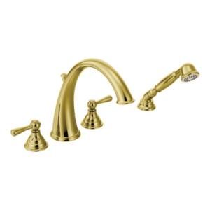 MOEN Kingsley Roman Tub Trim Kit with Handshower in Polished Brass (Valve Not Included) T922P