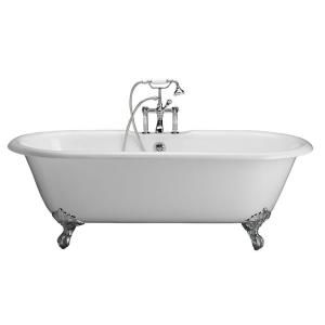 Barclay Products 5.58 ft. Cast Iron Double Roll Top Bathtub Kit in White with Polished Chrome Accessories TKCTDRH CP1
