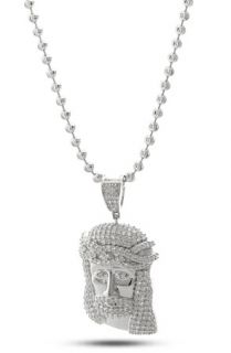 King Ice Silver Mini Jesus Sterling Silver Necklace