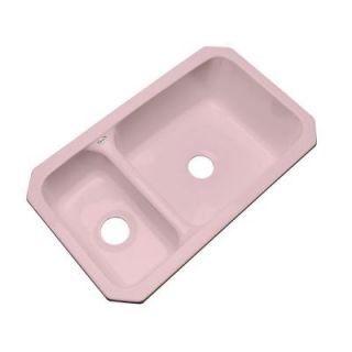 Thermocast Wyndham Undermount Acrylic 33x19.5x9.25 in. 0 Hole Double Bowl Kitchen Sink in Dusty Rose 42062 UM