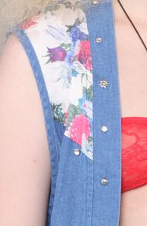 *Vintage Boutique The Studded Floral Denim Vest
