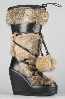 Ash Shoes The Yeti Boot in Natural and Black Rabbit Hair