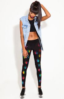 See You Monday Legging The Rainbow Foil Leaves in Black