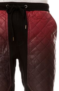 KITE Sweatpants Ombre Quilted Vegan Leather Pocket in Black and Red