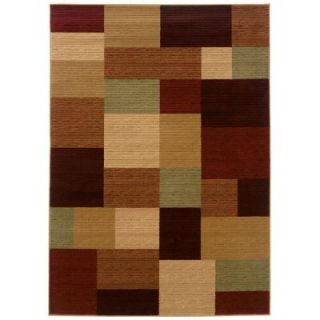 LR Resources Contemporary Cream and Cherry Rectangle 5 ft. 3 in. x 7 ft. 5 in. Plush Indoor Area Rug LR80956 CRCE58