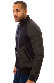 D Struct The Fallow Block Color Wool Bomber Jacket in Black