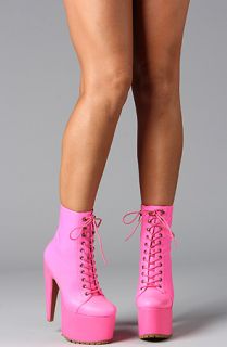 Jeffrey Campbell Boots Go Go Lace Ups in Neon Pink –