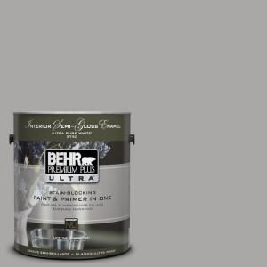 BEHR Premium Plus Ultra 1 gal. #UL260 7 Cathedral Gray Interior Semi Gloss Enamel Paint 375401