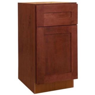Home Decorators Collection Assembled 15x28.5x21 in. Desk Height Base Cabinet with 1 Door in Kingsbridge Cabernet DDO15L KCB