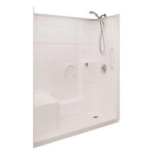 Ella Prestige 32 in. x 60 in. x 77 in. 3 Piece Low Threshold Shower System in White with Right Drain 6032 SH IS 3P 4.0 L WH ELW