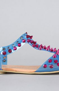 Jeffrey Campbell The Puffer Sandal in Blue and Fuchsia