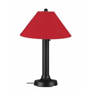 Patio Living Concepts Catalina 28 in. Outdoor Black Table Lamp with Jockey Red Shade 33640